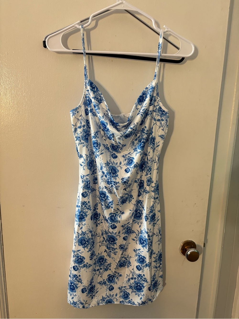 Blue Floral Slip Dress - White & Blue
